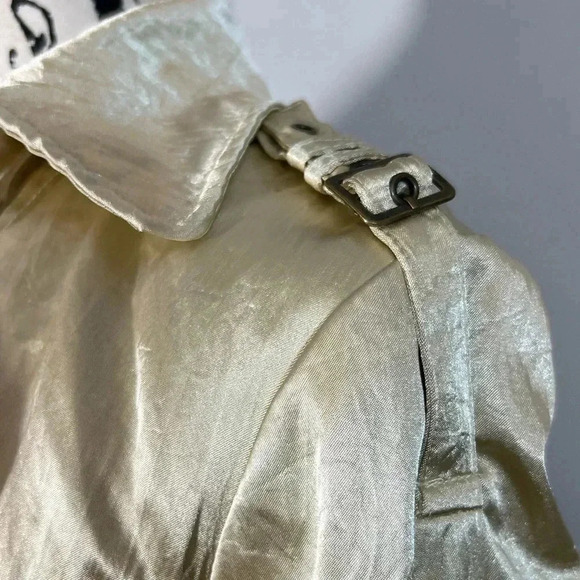 VINTAGE MINUET TRENCHCOAT JACKET GOLD MID KNEE LENGTH CINCHED WAIST NWT LARGE - Picture 3 of 12
